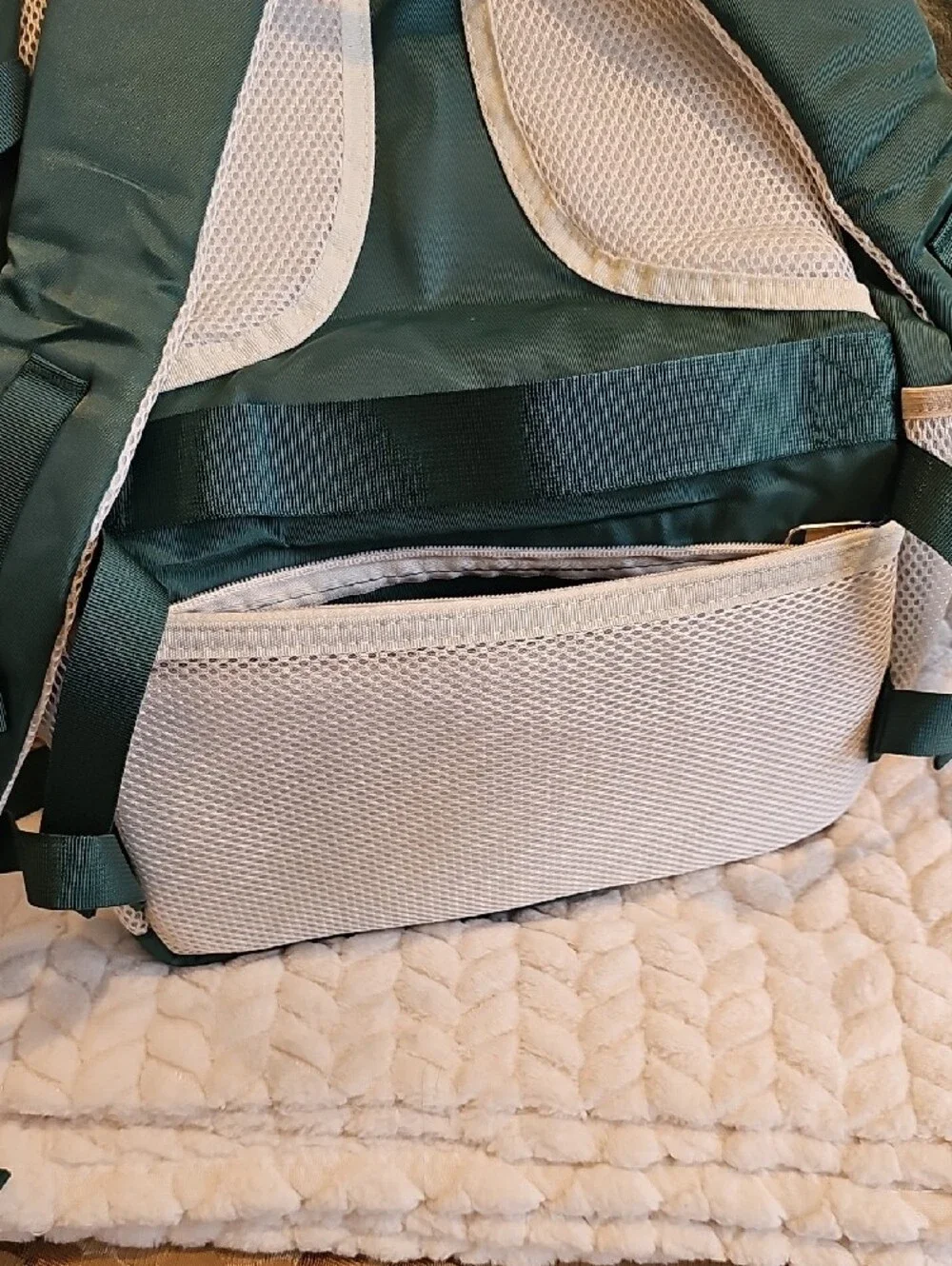 Green Men's & Women's Backpack with Brown Accents